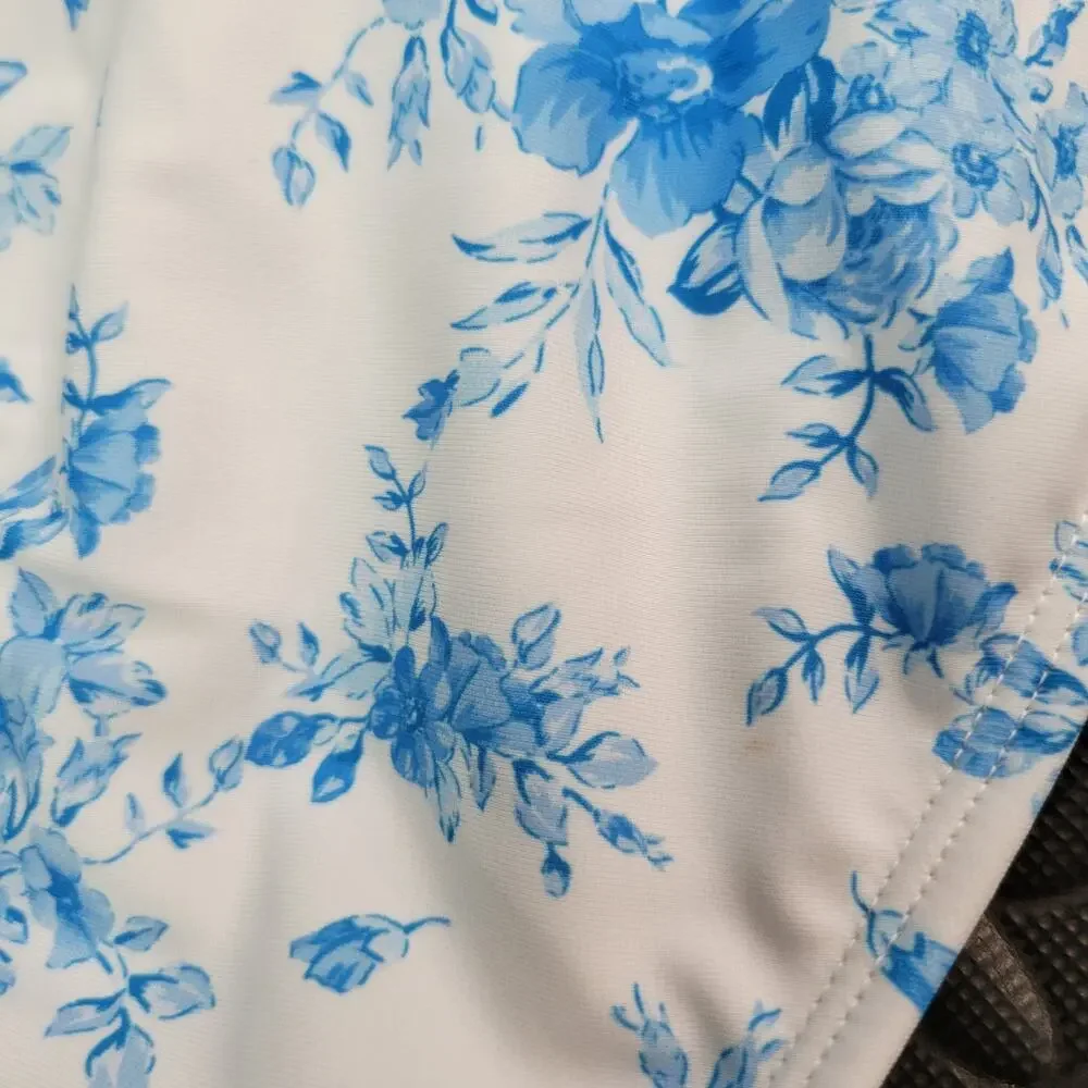 Wild Fable Floral Bikini Bottom XS Blue White Tie Side Cheeky NWT Coquette